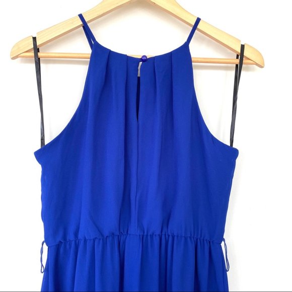 Royal blue mini dress with elasticized waist - Picture 4 of 10